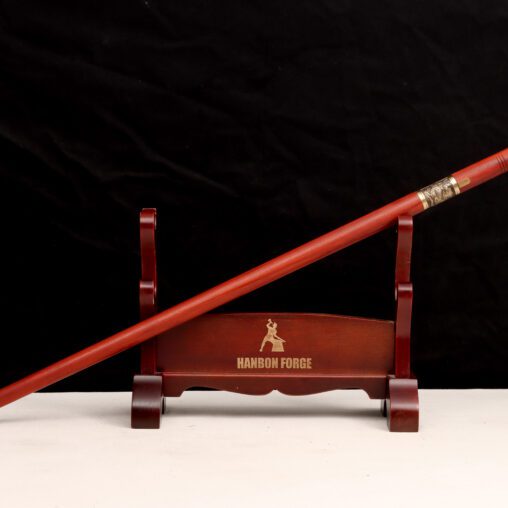 Red Chinese Dragon Cloud Cane Sword with Folded Steel Blade