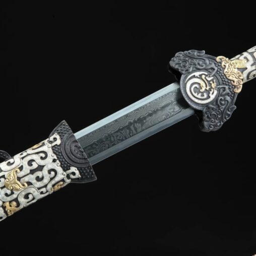 Yueshen Jian Damascus Steel Sword Pattern Pure Copper Scabbard