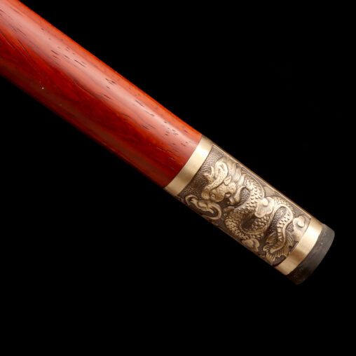 Elegant Red Dragon Cane Sword with Round Pommel