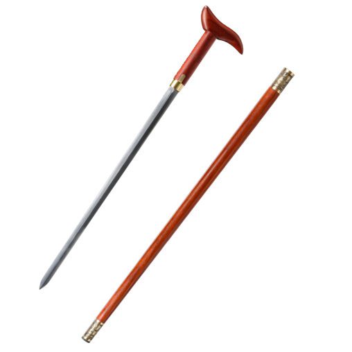 Red Functional Cane Sword with a Derby Handle